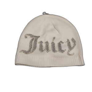 NWOT Juicy Couture white bling beanie skull cap toboggan lightweight soft knit
